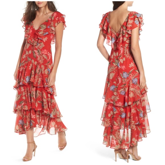 wayf chelsea tiered ruffle maxi dress